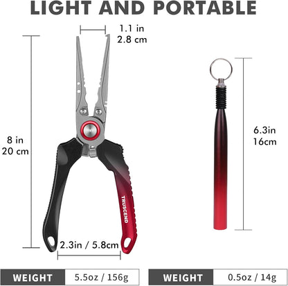 TRUSCEND Lockable Handy Fishing Pliers with Innovative Ergonomic Handle, Saltwater Corrosion Resistant Teflon Coated Fishing Tool, Multi-Function Fishing Gear with Mo-V Cutter, Amazing Fishing Gift - PuriLite