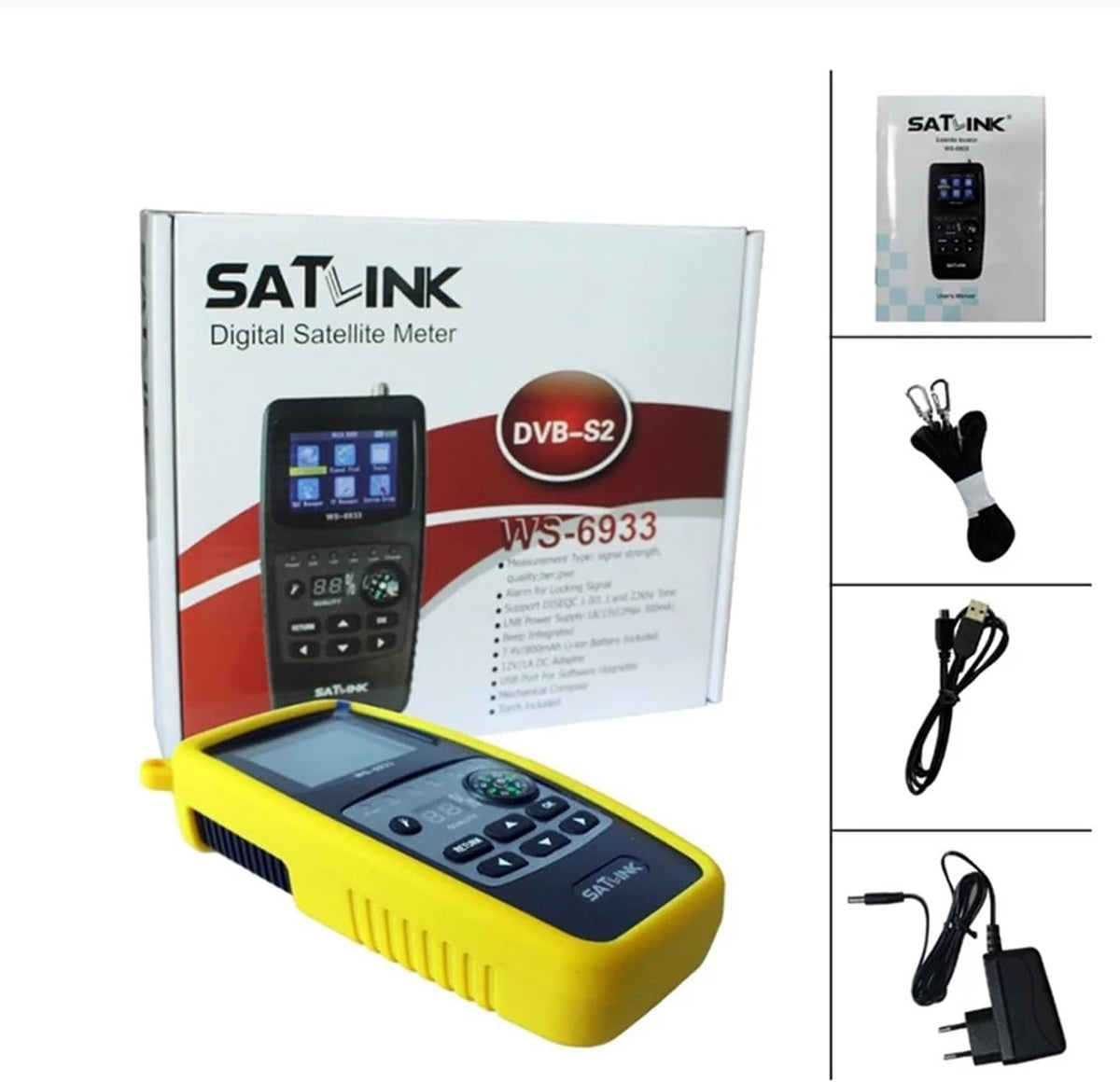 Satellite Finder Satlink WS-6933 Digital Satfinder DVB-S2 2.1Inch LCD Display FTA C&KU Band Vs Gtmedia V8 Finder 2 - PuriLite