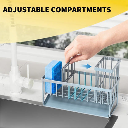 Cisily Kitchen Sink Caddy Organzier with High Brush Holder, Sponge Holder for Sink, 304 Rustproof Stainless, Kitchen Countertop Soap Dispenser Organizer, Kitchen Decor and Accessories (Black) - PuriLite