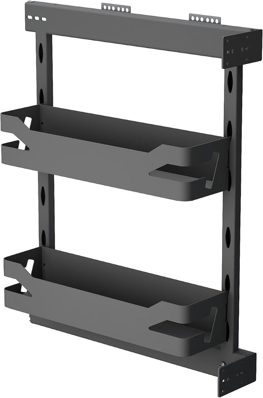 VADANIA Narrow Pull Out Cabinet Organizer, For 8" Cabinets 2-Tier Slim Cabinet Storage for with Solid Metal Trays, Soft Close Full-Extension Slides, Reversible Left or Right Side Mount