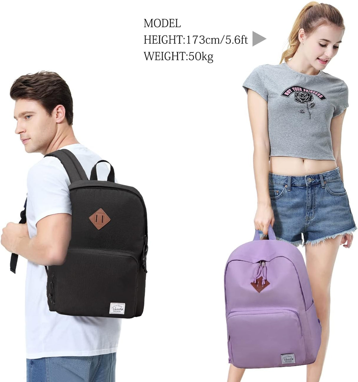 VASCHY Lightweight School Backpack for Women with Sleeve for 14" Laptop - PuriLite