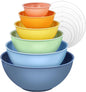 Greentainer Plastic Mixing Bowl Set with Lids for Kitchen, Nesting Storage Bowls for Baking, Prepping,Cooking and Serving Food, Dishwasher, Microwave Safe,Great for Mixing & Serving (6pcs lightblue) - PuriLite