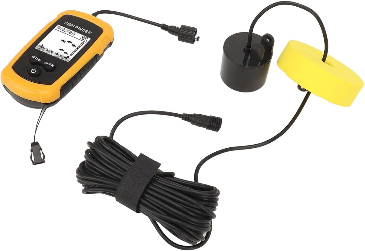 Akozon Portable Fish Depth Finder with LCD Display Handheld Fish Finder for Kayak and Boat Fishing, 200kHz Sonar Frequency, Castable - PuriLite