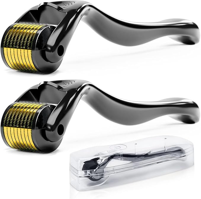 Microneedling Roller, 2Pack Derma Roller 0.5MM & 1MM for Women and Men, 540 Titanium Derma Roller for Hair Beard Facial Skin Face - PuriLite