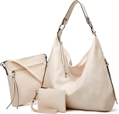 Ashioup Hobo Bags for Women Soft PU Leather Shoulder Bag Vintage Slouchy Handbag with Zipper - PuriLite