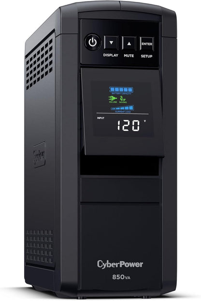 CyberPower CP1500PFCLCD PFC Sinewave UPS System, 1500VA/1000W, 12 Outlets, AVR, Mini Tower, Black - PuriLite