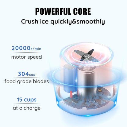 Mini Portable Blender, Cordless, Food Grade Material, 12fl oz, Magnetic Charging, Waterproof, Fresh & Light, Personal Blender for Shakes & Smoothies (Clear/Pink) - PuriLite