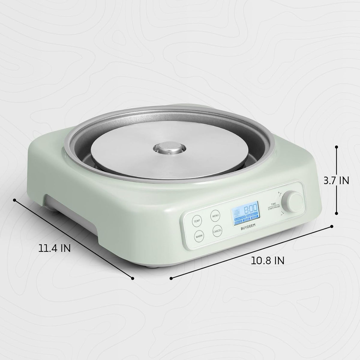 BUYDEEM LP55 5-in-1 Slow Cooker, Compatible with Various Cookwares, Multi-Cooker with Two Temperature Settings, Auto Keep Warm for 2H, Cozy Greenish, No Pot Included - PuriLite
