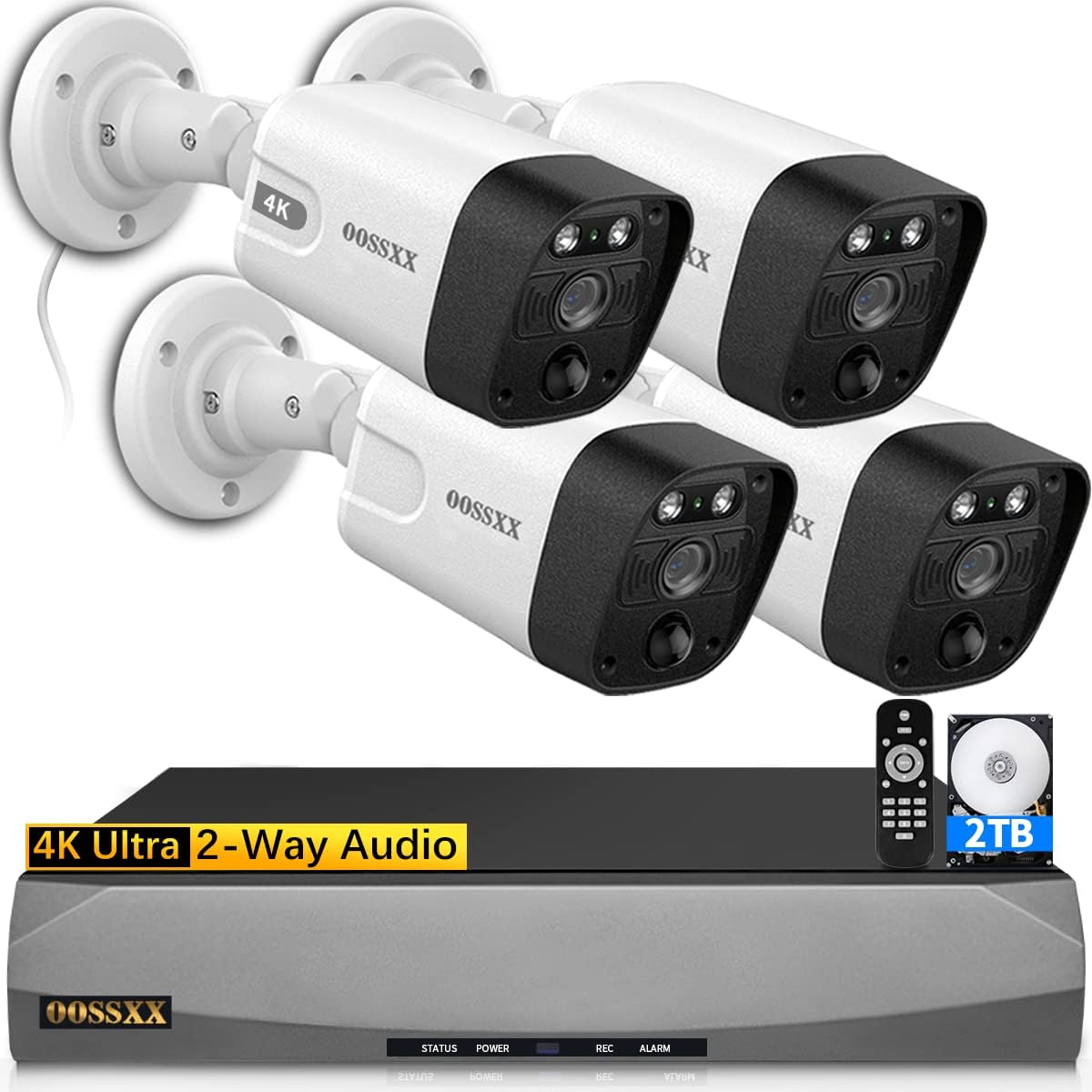 (4K/8.0MP,130°Ultra Wide Angle,2-Way Audio) Wired PoE Camera System with Monitor Outdoor IP Camera for House Indoor Home Security Systems, PIR Surveillance Cameras Video DVR Set - PuriLite