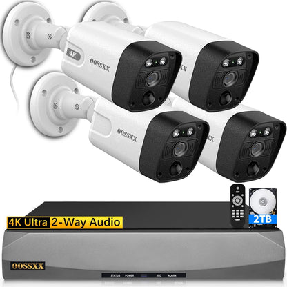 (4K/8.0MP,130°Ultra Wide Angle,2-Way Audio) Wired PoE Camera System with Monitor Outdoor IP Camera for House Indoor Home Security Systems, PIR Surveillance Cameras Video DVR Set - PuriLite