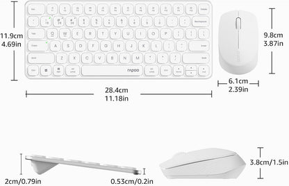 RAPOO Keyboard and Mouse Wireless - 9010M Multi-Device Wireless Keyboard Mouse Combo, 2.4GHz/Bluetooth 5.0/4.0 Wireless Keyboard Mouse Set for Windows/Mac/Linux/Chrome, Support 4 Devices, Silent Click - PuriLite