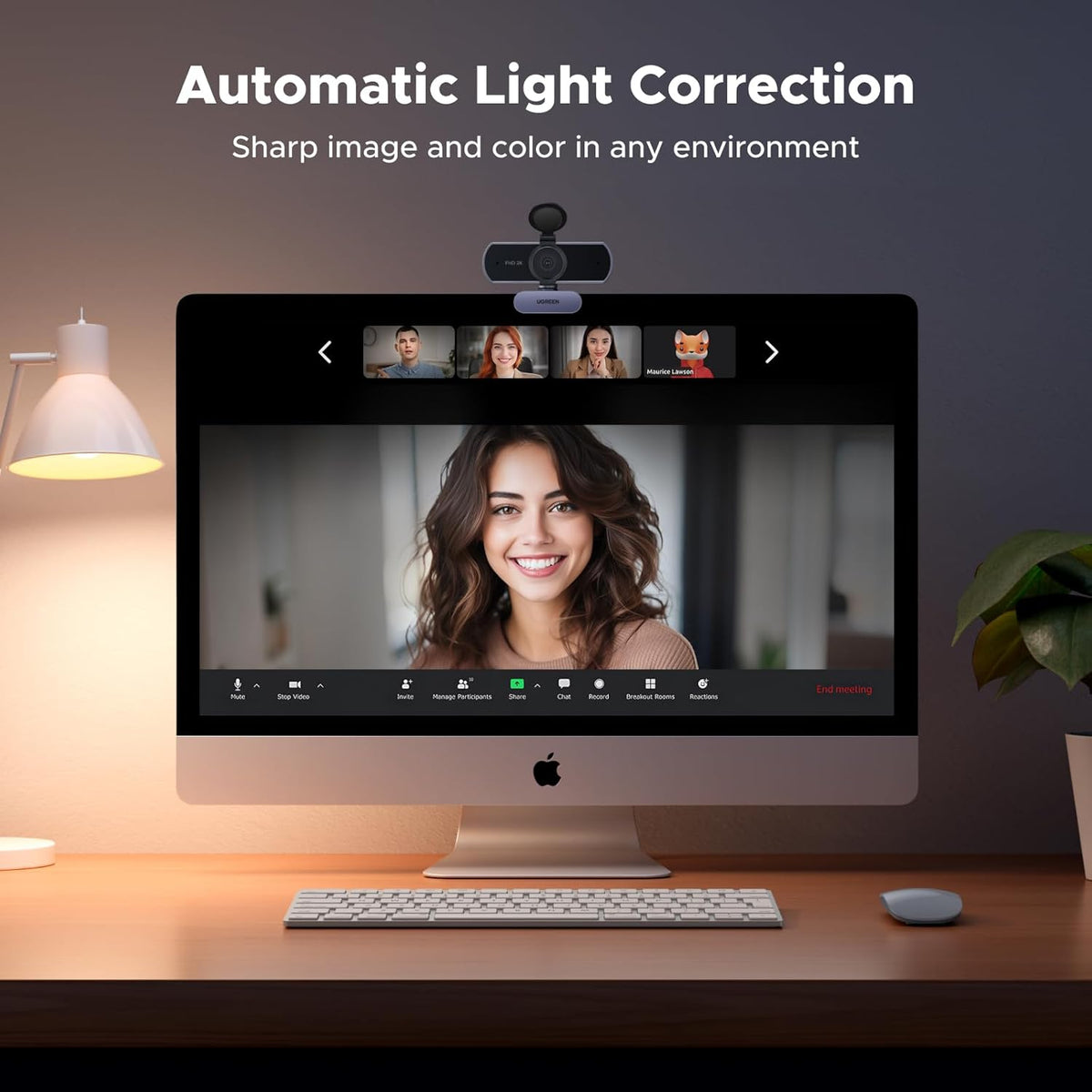 UGREEN 2K Webcam, Webcam for PC Ultra HD 1440P Computer Camera with Microphone, PC Camera with Privacy Cover, USB-A Web Camera for Streaming, Conferencing, Video Calling, Zoom, Skype, Teams, Facetime - PuriLite
