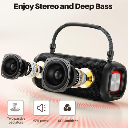 Portable Karaoke Machine, Bluetooth Speaker with Microphone, Three Echo Levels, Indoor and Outdoor Modes, IPX6, BT 5.3, Supports AUX, TF, USB - PuriLite