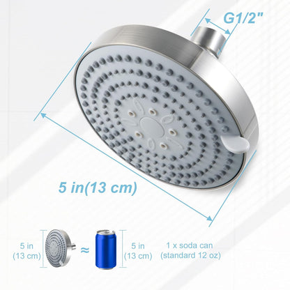 OFFO Shower Head, High Pressure Shower Head with 6 Mode, Fixed Showerheads for Strong Water Flow & Relaxing Shower Experience, Chrome - PuriLite