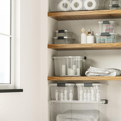 Superio Storage Bins with Lids- 3 Pack, 1.85 Qt Clear Boxes for Organizing, Stackable Plastic Containers- BPA Free, Non-Toxic, Odor Free, Organizer for Home, Office, Dorm - PuriLite