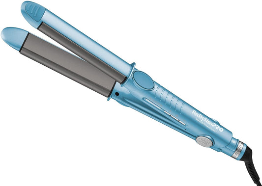 BaBylissPRO Nano Titanium and Ceramic U Style Dual Voltage Flat Iron with Unique Curved Side Plates - PuriLite