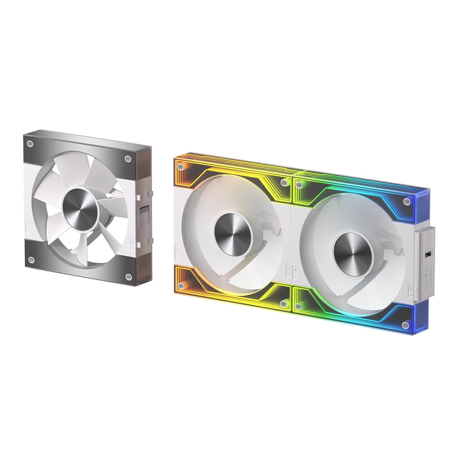 LTC CF-123D 120mm PC Case Fan, Daisy-Chain Connection, Infinity Mirror ARGB Lighting, Reversible Airflow 2000RPM Max, HDB Bearing PWM Computer Case Cooling Fan, Motherboard SYNC, 3 Pack, White - PuriLite