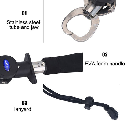 Fishing Gripper Fish Lip Grip Fish Grabber Fish Holder with 1M Tape Measure 15KG Weighting Scale Fishing Tackle Tool with Weight Scale - PuriLite