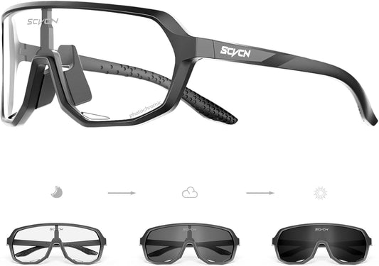 SCVCN Photochromic Cycling Glasses Men Women Clear Sports Sunglasses UV400 Protection for Cycling Running Baseball mtb DZ-S63 - PuriLite