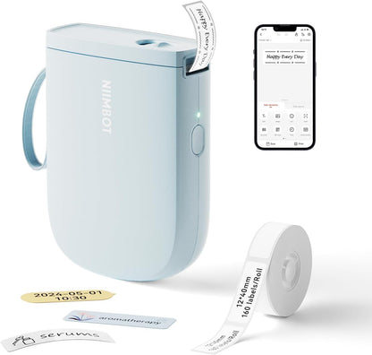 NIIMBOT D110 Mini Label Maker Machine with Tape(Pre-Cut Size 12x40mm), Portable Bluetooth Sticker Printer, Inkless Automatic Feeding One-Touch Custom Printing, Compatible with Phone Only - PuriLite