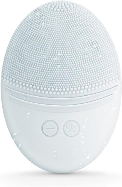 EZBASICS Sonic Facial Cleansing Brush Made with Ultra Hygienic Soft Silicone, Waterproof Sonic Vibrating Face Brush for Deep Cleansing, Gentle Exfoliating and Massaging, Inductive Charging Blue - PuriLite