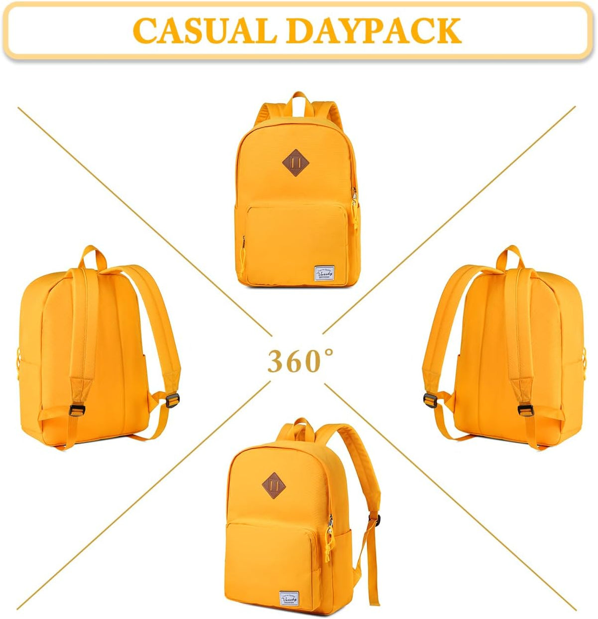VASCHY Lightweight School Backpack for Women with Sleeve for 14" Laptop - PuriLite