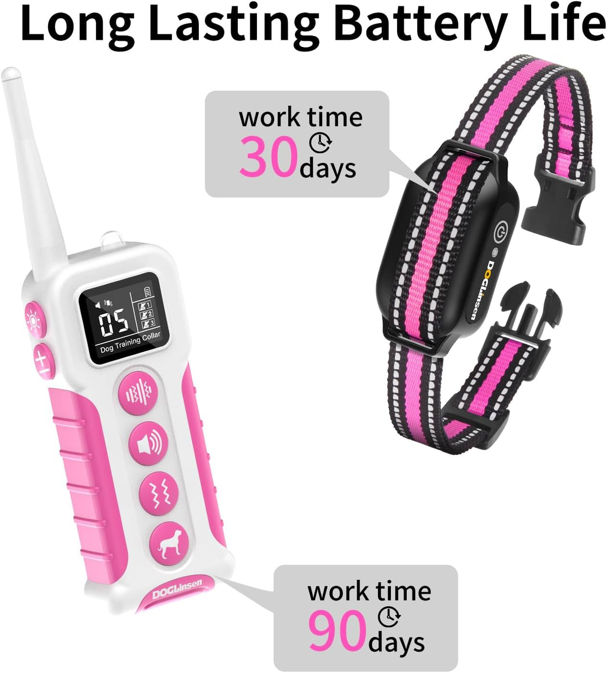 DOGLinsen No Shock Dog Training Collar with Remote 3300ft Range, Vibrating Dog Collar, Vibration Collar for Small Medium Large Dogs, 9 Style Tones and Vibration Collar - PuriLite