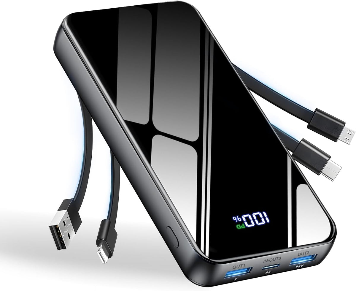 50000mAh Power Bank, 95W Fast-Charging Portable Charger, 4 Built-in Cables