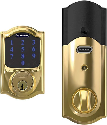 Schlage BE469ZP CAM 622 Connect Smart Deadbolt with Alarm with Camelot Trim in Matte Black, Z-Wave Plus Enabled - PuriLite