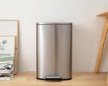 13 Gallon/50 L Garbage Can Kitchen Trash Can with Lid for Office Bedroom Bathroom Step Trash Bin Fingerprint-Proof Brushed Stainless Steel - PuriLite