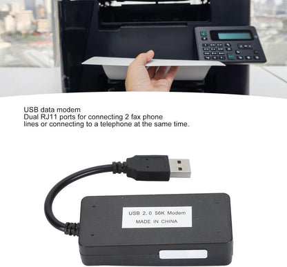 USB 56K External Dial Up Fax Data Modem with RJ11 Cable for 98/2000/xp Vista, for 11/10/8/7, 32/64bit, for Linux Operating System - PuriLite