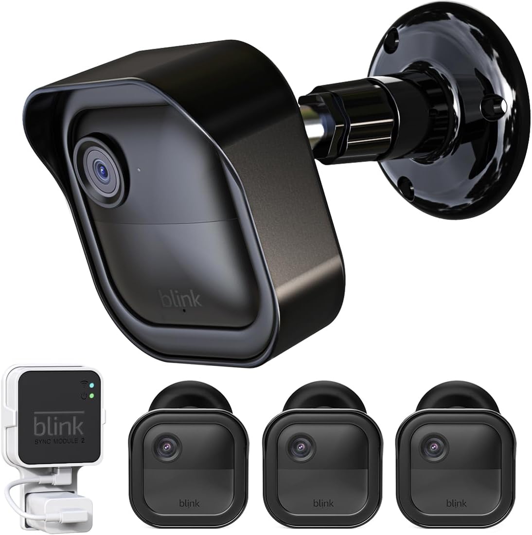 All-New Blink Outdoor 4 (4th Gen) Camera Mount, 3 Pack Protective Cover and 360 Degree Adjustable Mount with Blink Sync Module 2 Outlet Mount for Blink Camera Security System (Black) - PuriLite