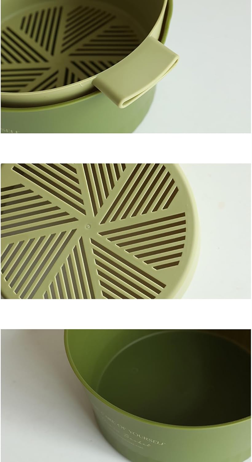 Kitchen Washbas Food Strainer Drain Basket Rotating Drainer Double-Layer Basin Vegetable Fruit Washing Strainer - PuriLite