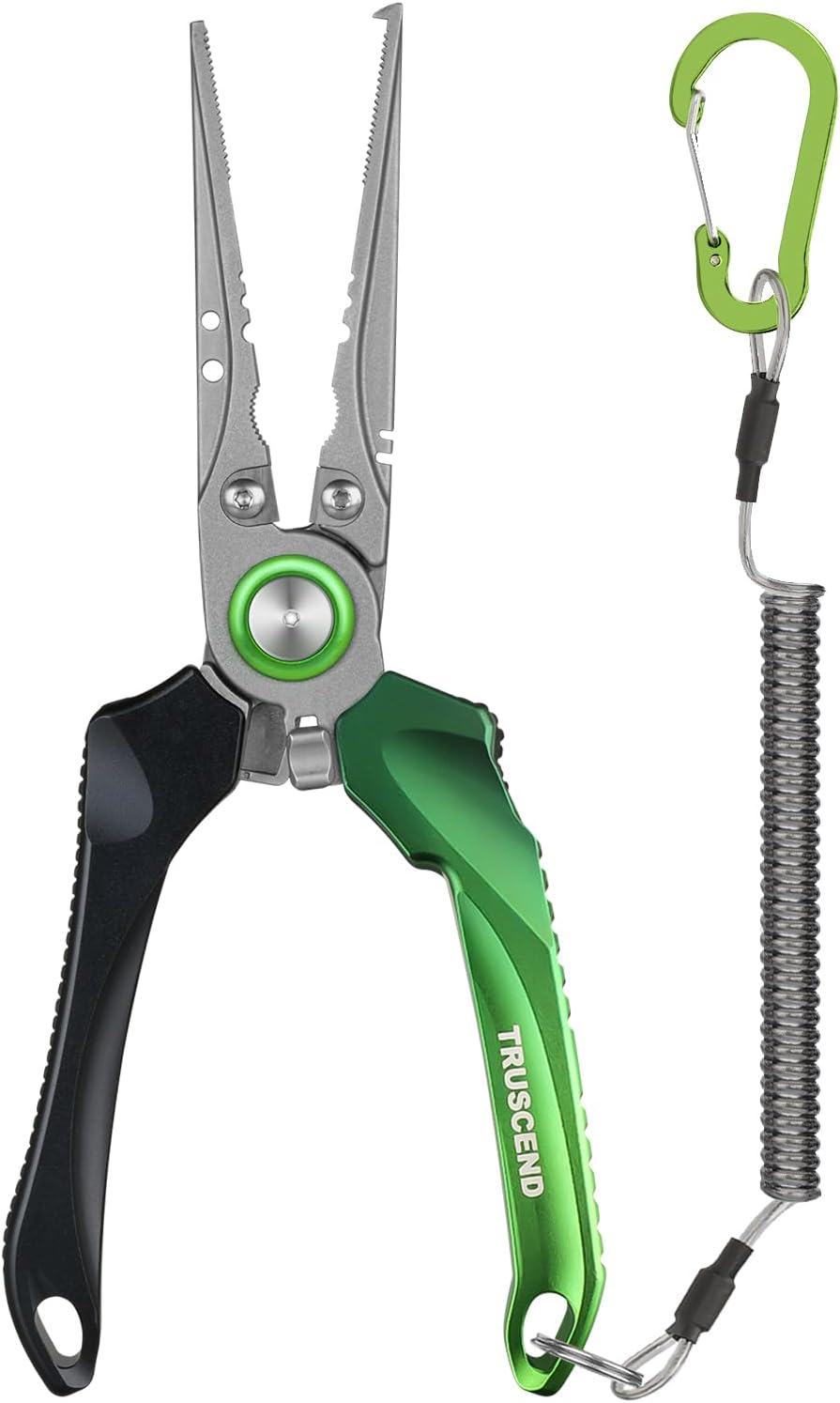 TRUSCEND Lockable Handy Fishing Pliers with Innovative Ergonomic Handle, Saltwater Corrosion Resistant Teflon Coated Fishing Tool, Multi-Function Fishing Gear with Mo-V Cutter, Amazing Fishing Gift - PuriLite
