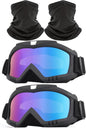 immoono 2Pcs Dirt Bike Goggles with Neck Gaiter, Motorcycle Goggles ATV Goggles Riding Ski Racing Goggles Windproof - PuriLite
