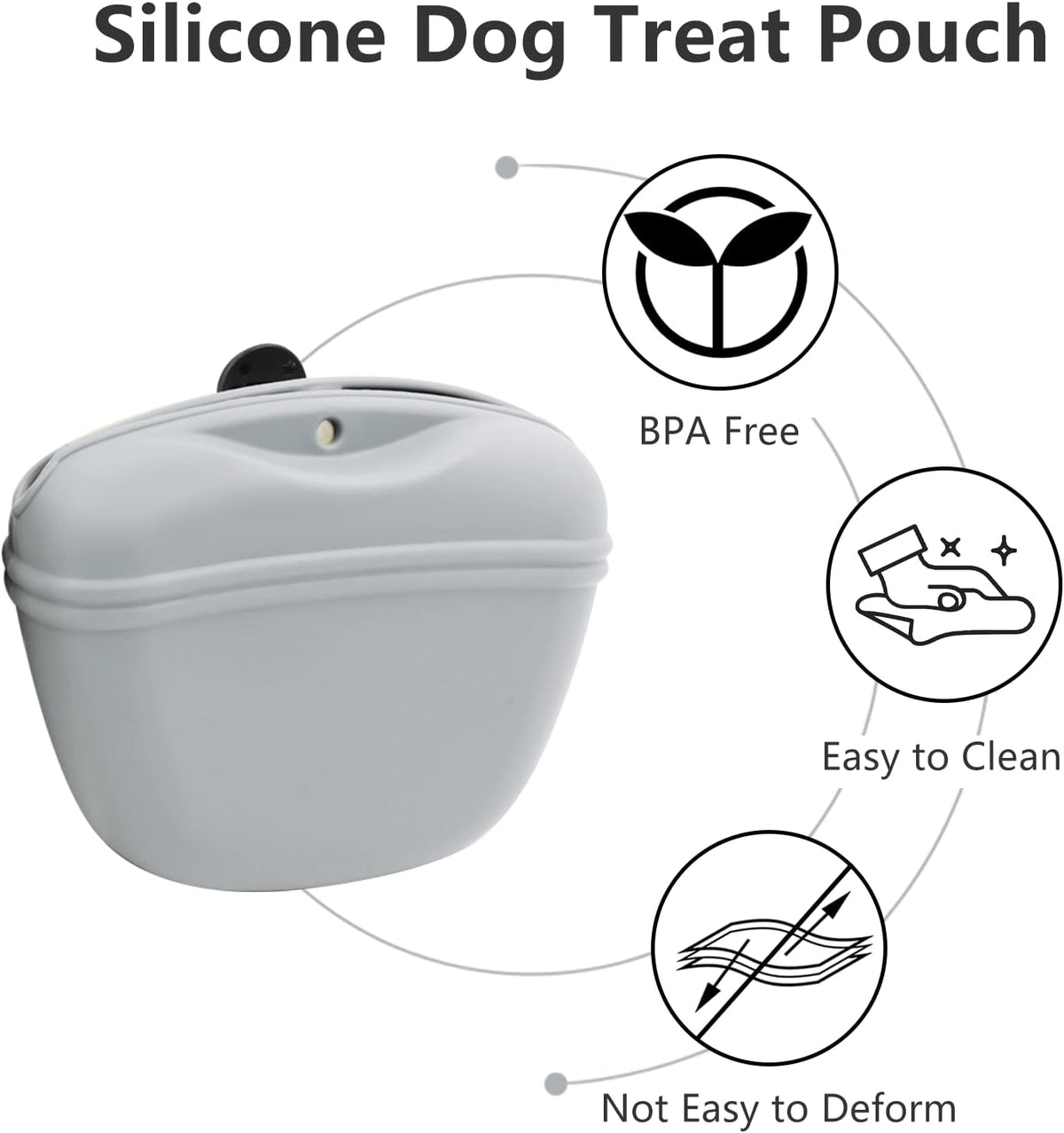Silicone Dog Treat Pouch 2pcs, MGKSHADOW Treat Pouch Dog Training with Clip and Magnetic Closure, Dog Treat Bag for Dog Walks (Grey & Black) - PuriLite