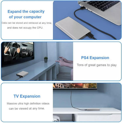 External Hard Drive 2TB USB 3.0,Portable HDD Storage Silver Plug and Play Compatible with PC/Laptop/Mac os