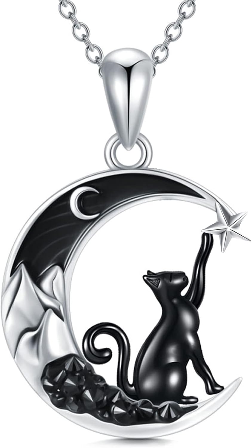 Flpruy 925 Sterling Silver Crescent Moon Pendant Gothic Jewelry for Women Halloween Gifts - PuriLite
