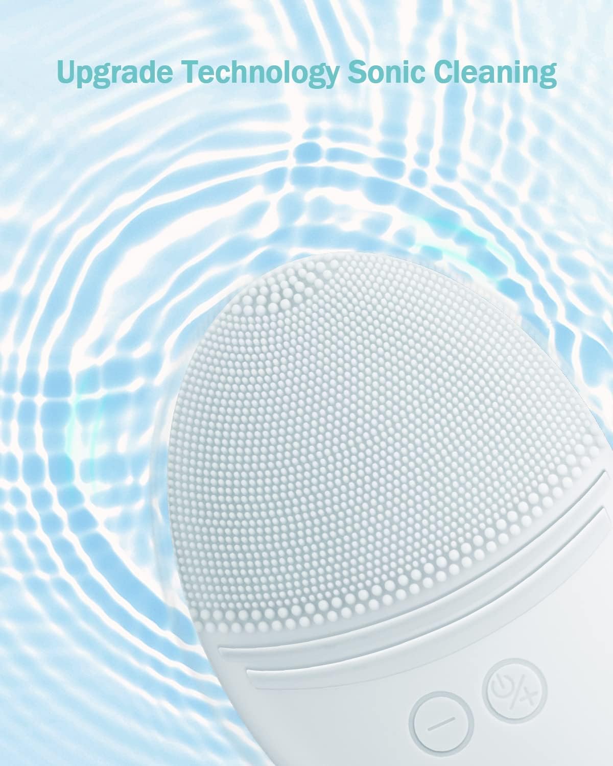EZBASICS Sonic Facial Cleansing Brush Made with Ultra Hygienic Soft Silicone, Waterproof Sonic Vibrating Face Brush for Deep Cleansing, Gentle Exfoliating and Massaging, Inductive Charging Blue - PuriLite