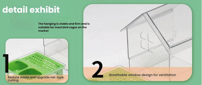 Pull-Out External Parrot Feeder, No Mess Pet Bird Feeders for Cage, Decorative Transparent Bird Bath Tub Easy to Fill, Birds Feeding & Watering Supplies for Parrots (2pcs White)