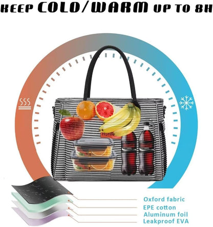 Lunch Bag for Women, Insulated Lunch Box for Work, Large Leakproof Cooler Purse with Side Pockets & Removable Shoulder Strap Women's Lunch Tote Bag for Picnic Work Beach Cute Lunch Bags (Heart) - PuriLite