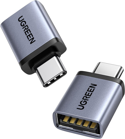 UGREEN USB C to USB Adapter 2 Pack, 3.2 Gen 2 10Gbps C Male to A Female Adapter Thunderbolt 4 3 OTG Compatible with iPhone 15, Galaxy S24, MacBook Pro Air, iPad Pro, Grey - PuriLite
