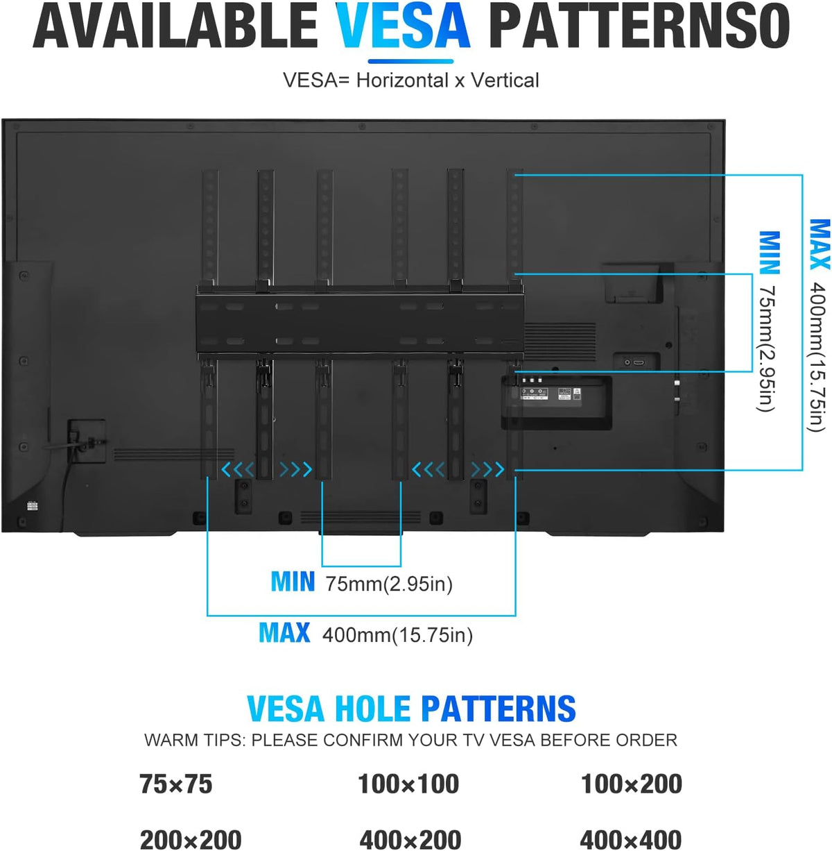 C-MOUNTS Tilting TV Wall Mount Bracket Low Profile for Most 26-65 inch Flat ScreenCurved TVs, Monitor, TV Mount with Max VESA 400x400mm Weight up to 110 lbs - PuriLite