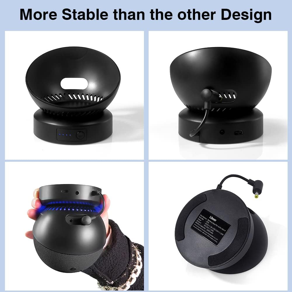 Battery Base for Dot (4th Gen) to Make Dot 4 Portable (The Speaker Not Included ) (DT04 Black) - PuriLite