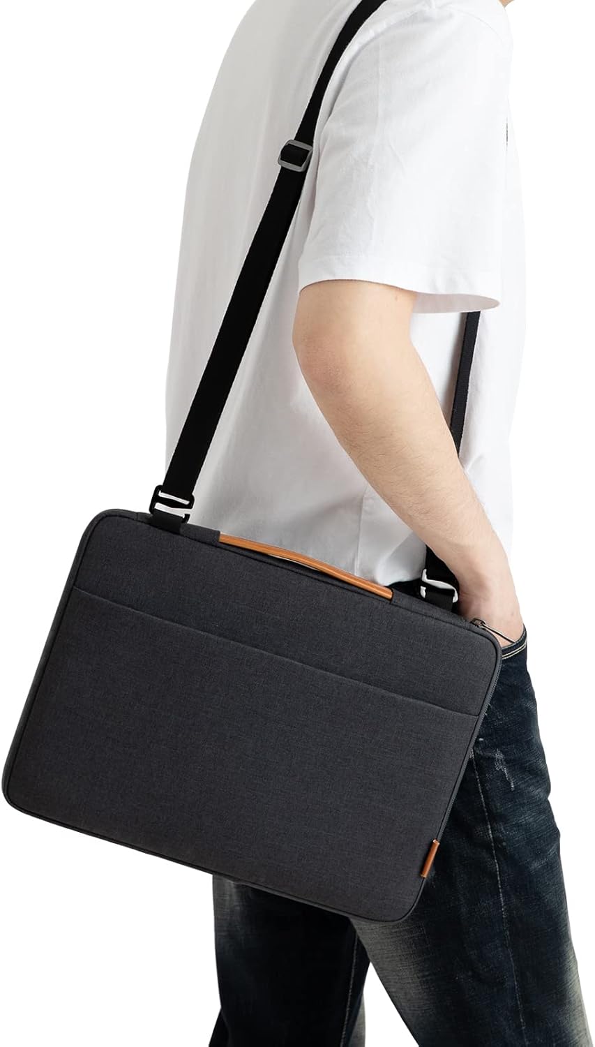DOMISO 15.6 Inch Laptop Bag Cover Waterproof Shockproof Notebook Sleeve Case Shoulder Bag Protective Cover for 15.6" HP 15/ThinkPad E575/Lenovo IdeaPad S510,Black - PuriLite