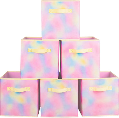 ShellKingdom Storage Bins, Foldable Fabric Storage Cubes And Cloth Organizer Drawer For Closet And Toys, 6 Pack (Lavender+Light Blue+Pink) - PuriLite