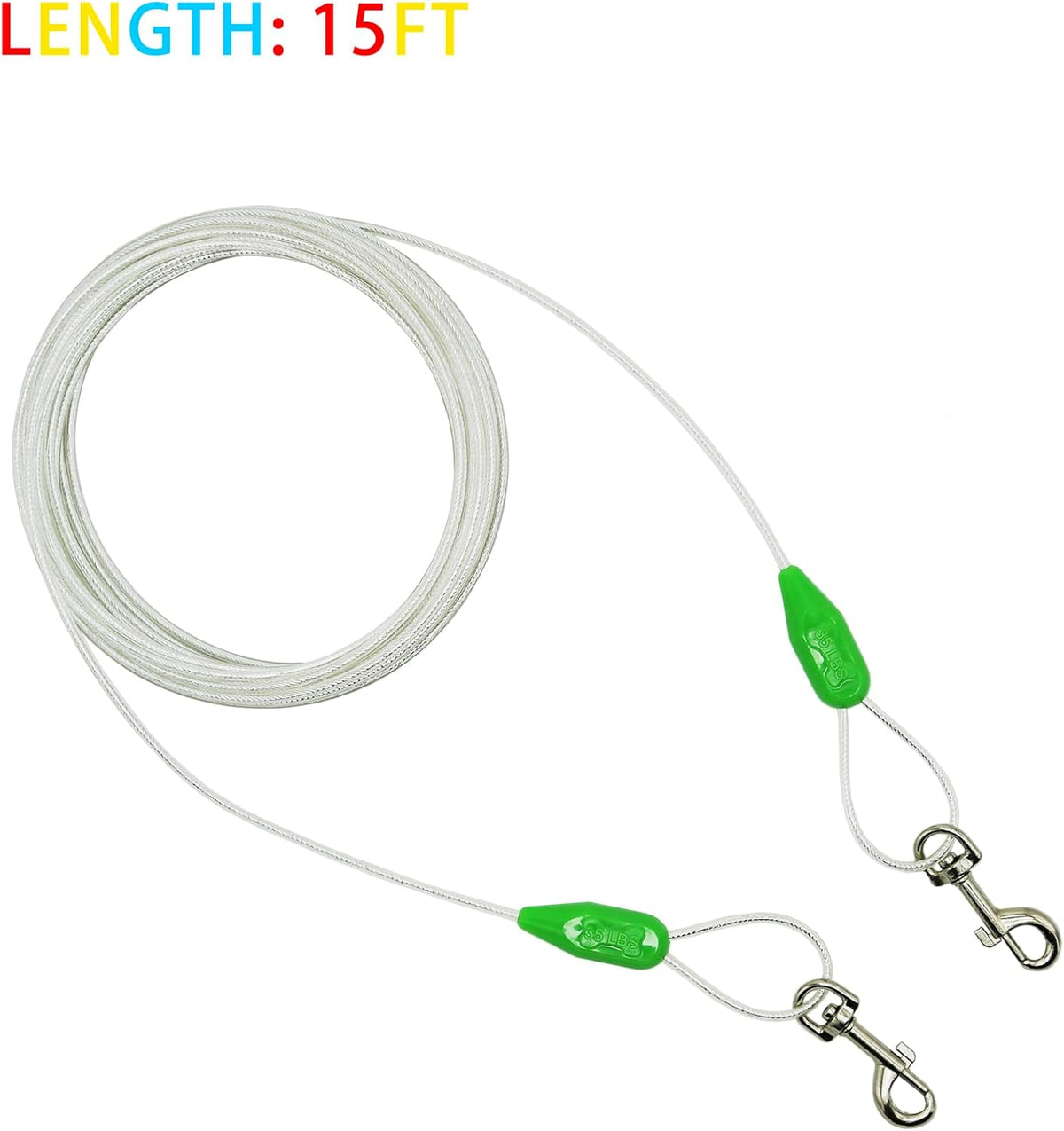 Petest 25ft Reflective Tie-Out Cable for Small Dogs Up to 35 Pounds - PuriLite