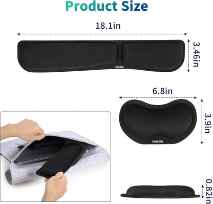 Memory Foam Keyboard and Mouse Wrist Rest Set | Ergonomic Wrist Support Pads for Office, Gaming & Laptop Use - PuriLite