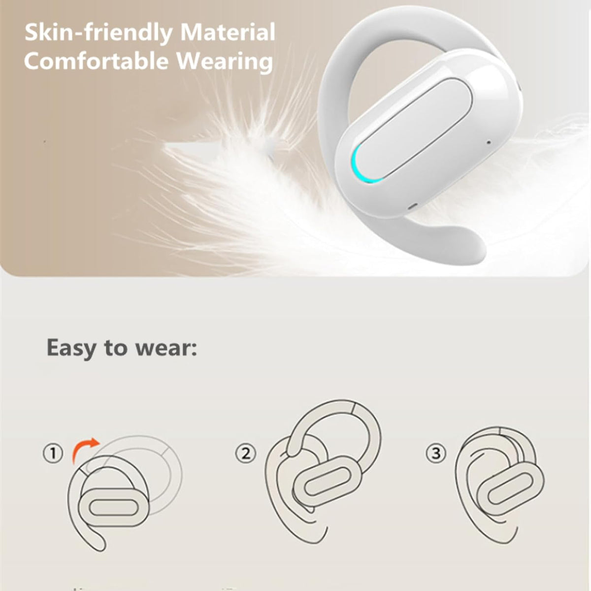 Open Ear Headphone,5.3 Bluetooth Headset for Cell Phones Wireless Earpiece Single Headset 15Hrs Talking with Noise Cancelling Mic Handsfree Earbud for iPhone Android Laptop Trucker Driver(Black) - PuriLite