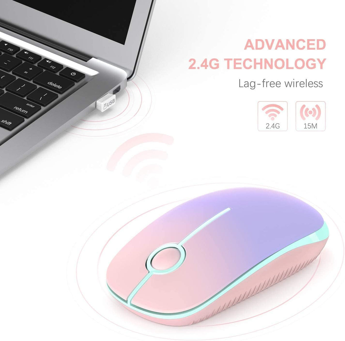 Wireless Mouse, Vssoplor 2.4G Slim Portable Computer Mice with Nano Receiver for Notebook, PC, Laptop, Computer (Sapphire Blue) - PuriLite